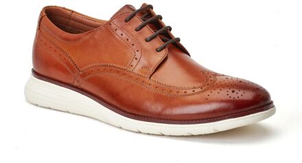 BASE LONDON Vliegtuig Heren Leren Burnt Tan Brogues Schoenen Bruin - EU 40.5 / UK 7