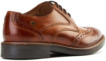 BASE LONDON York Leren Heren Brogue Schoenen in Geverfde Tan Bruin - EU 39/ UK 6