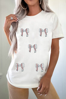 Baseball Bows Graphic T-shirt - maat 2XL Ivoor