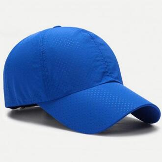 Baseball Cap Ademend Snel Droog 2 Materialen Verstelbare Sport Cap Voor Wandelen Blauw