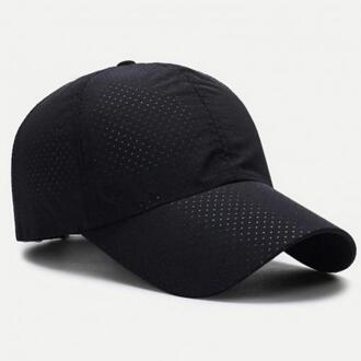 Baseball Cap Ademend Snel Droog 2 Materialen Verstelbare Sport Cap Voor Wandelen wit