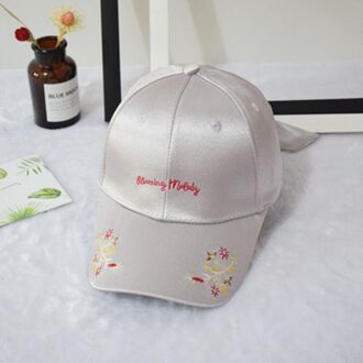 baseball cap met Bloem canvas Snapback caps voor vrouwen Vrouwelijke cap hoed Strass Denim cap Grijs