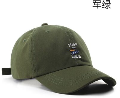 Baseball Caps Voor Mannen En Vrouwen: Zonnebrandcrème Cap, Gebogen Rand, Geborduurde Hip-Hop Cap, soft Top Zonnehoed leger groen