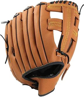 Baseball Catcher Handschoenen 3 Stijl Verdikking Pitcher Softbal Handschoen Met Zachte Effen Pu Leer Voor Kind Tieners Volwassenen Bruin 10.5 inches