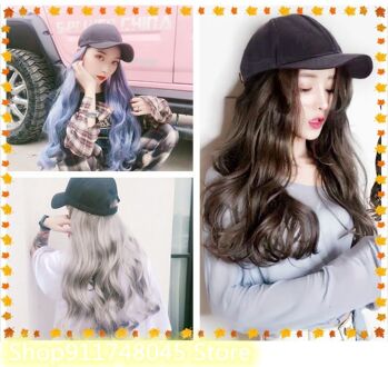 Baseball Hoed Pruiken Synthetische Lang Krullend Haar Pruiken Vrouwen Lange Golf Haar Simulatie Pony Haar Set