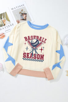 Baseball Seizoen Print Sweatshirt - maat XL Crème