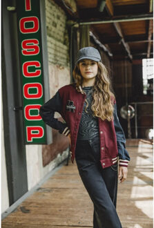 Baseball vest bordeaux/antraciet voor meisjes in de kleur Rood - 128