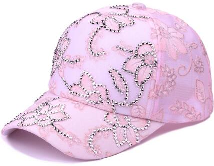 Baseball vrouwen Caps Lace Bloem Zon Hoeden Ademende Hoed Gorras Zomer Cap Voor Vrouwen Snapback Casquette roze