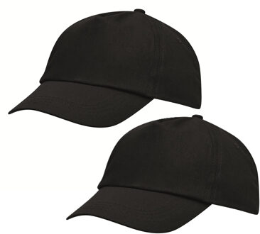 Baseballcap Outdoor 5 panels - 10x - zwart - volwassenen - klittenbandsluiting - katoen