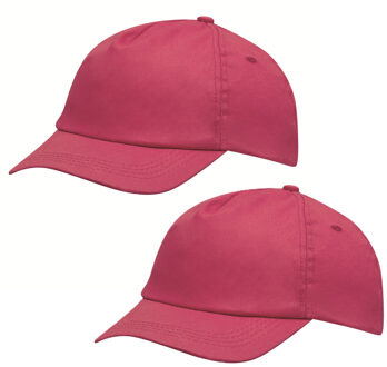 Baseballcap Outdoor 5 panels - 6x - fuchsia roze - volwassenen - klittenbandsluiting - katoen