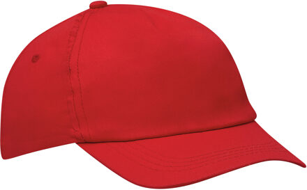 Baseballcap Outdoor 5 panels - rood - volwassenen - klittenbandsluiting - katoen