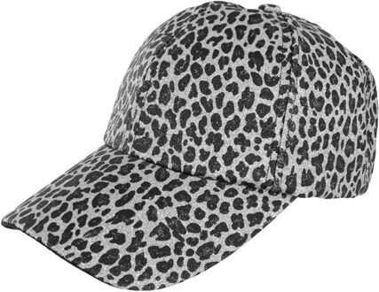 Baseballcap panter glitter zilver