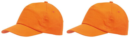 Baseballcap / pet Outdoor - 10x - 5 panels - oranje - volwassenen - klittenbandsluiting - katoen