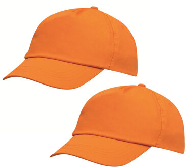 Baseballcap / pet Outdoor - 8x - 5 panels - oranje - volwassenen - klittenbandsluiting - katoen