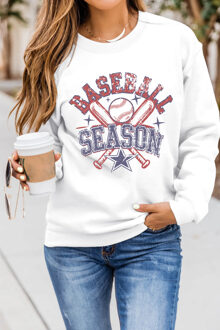 Baseballseizoen Graphic Sweatshirt Wit