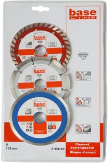 Baseline Diamantschijf - Metaal, Steen En Tegels - 115mm - 3 Stuks