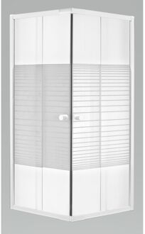 Baseline Douche Hoekinstap 77-89 X 185cm - Wit Profiel - 4 Mm Gestreept Glasmotief