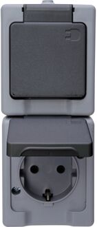 Baseline Dubbele Wandcontactdoos - Grijs - Opbouw - Spatwaterdicht