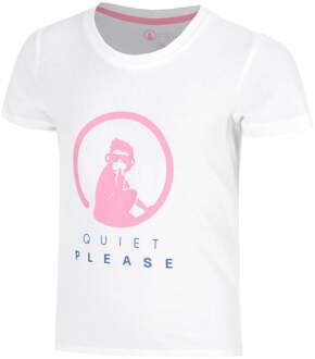 Baseline Logo T-shirt Meisjes-wit, neonroze - 164