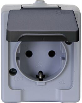 Baseline Wandcontactdoos - Grijs - Opbouw - Spatwaterdicht