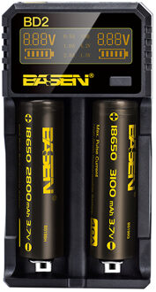 BASEN 18650 Batterij Oplader Lcd-scherm voor 18650 21700 26650 Universele Snellader met EU US plug Batterij capaciteit BD2 / EU