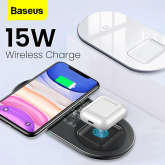Baseus 2 in 1 Dual Qi Wireless Charger For iPhone 11 Pro Max X Airpods 15W Fast Wireless Charging Pad Induction Wirless Charger