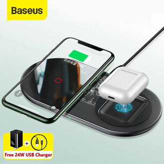 Baseus 20W Fast Qi Wireless Charger For Airpods iPhone 11 Pro Dual Wireless Charging Pad For Samsung S20 S10 Wireless Charger