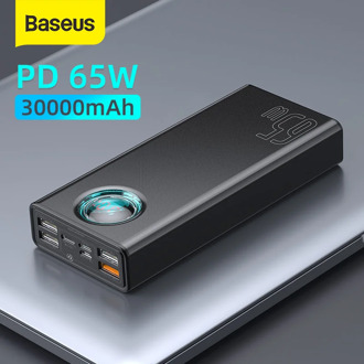Baseus 33W / 65W Power Bank 30000mAh PD Quick Charging FCP SCP Powerbank Portable External Charger For Smartphone Laptop Tablet
