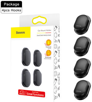 Baseus 4 Stks/partij Auto Haken Organizer Storage Hanger Voor Usb-kabel Hoofdtelefoon Sleutel Opslag Auto Accessoire Auto Zelfklevende Haak Hanger