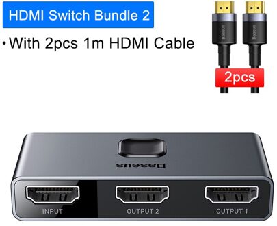 Baseus 4K Hdmi Splitter Schakelaar 1X2 & 2X1 Adapter 2 In 1 Out Hdmi Converter switcher Adapter Voor PS5 PS4 Hd Tv Box 4KHD Schakelaar 4KHD Switch bundel 2