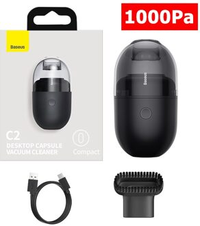 Baseus Auto Stofzuiger Draadloze Handheld 5000Pa Hoge Zuigkracht Voor Thuis Desktop Reiniging Draagbare Stofzuiger zwart 1000Pa