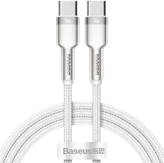 Baseus Cafule Series USB-C naar USB-C kabel - Metaal - 100 Watt - 1 meter - Wit - 1m