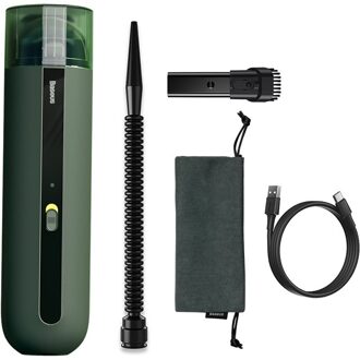 Baseus Draagbare Usb Auto Stofzuiger Draadloze Auto Vacuüm 5000Pa Zuig Handheld Auto Mini Stofzuiger Voor Thuis/auto/Kantoor groen