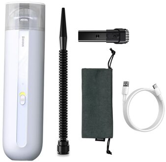Baseus Draagbare Usb Auto Stofzuiger Draadloze Auto Vacuüm 5000Pa Zuig Handheld Auto Mini Stofzuiger Voor Thuis/auto/Kantoor wit