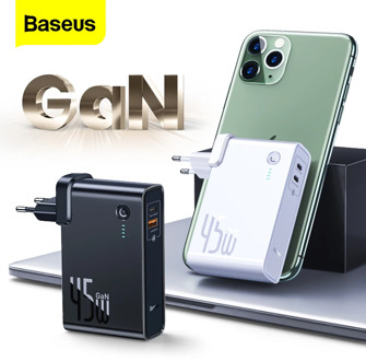 Baseus GaN 45w Power Bank 10000mAh Type C PD Fast USB Charger Powerbank Portable External Battery Charger For iPhone 11 Xiaomi