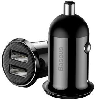 Baseus Grain Pro Dubbele USB Autolader - 4.8A - Zwart