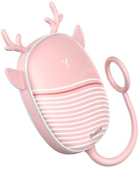 Baseus Kachel Handwarmer Verwarming Pad Usb Oplaadbare Handy Warmer Heater Pocket Mini Cartoon Elektrische Kachel Warm Met Lamp roze
