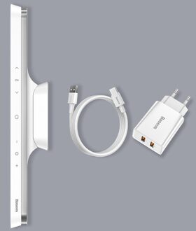 Baseus Led Bureaulamp Magnetische Tafellamp Voor Studie Kast Licht Usb Oplaadbare Traploos Dimmen Slaapzaal/Keuken/Garderobe met EU lader