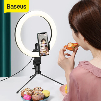 Baseus Novelty lights LED Selfie Ring light 10/12inch Table/Floor Stand Phone holder Tripod Photography Lighting for Live Studio
