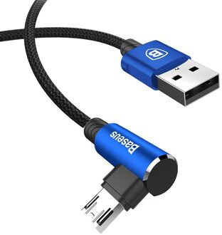 Baseus Omkeerbare Micro Usb-kabel Snelle Opladen Charger Micro Draad Microusb Kabel Voor Samsung Xiaomi Android Mobiele Telefoon Kabels blauw / 200cm