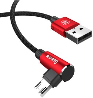 Baseus Omkeerbare Micro Usb-kabel Snelle Opladen Charger Micro Draad Microusb Kabel Voor Samsung Xiaomi Android Mobiele Telefoon Kabels rood / 200cm
