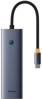 Baseus OS-UltraJoy 6-in-1 USB-C Hub - 4K 60Hz - 100 Watt opladen - Docking station - Space Grey Grijs - One size