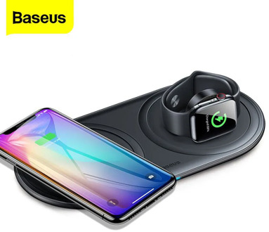 Baseus Portable Qi Wireless Charger Stand For Apple Watch 5 4 3 2 Airpods Pro 10W Fast Wireless Charging Pad For iPhone Xiaomi