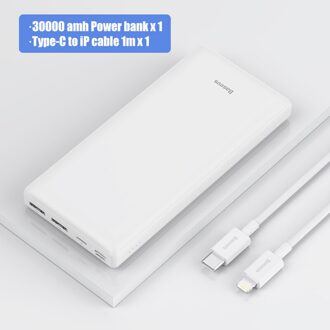 Baseus Power Bank 30000Mah Usb C Snelle Opladen Powerbank Draagbare Externe Batterij Oplader Voor Iphone 1112 Pro Xiaomi Pover bank wit add C-L