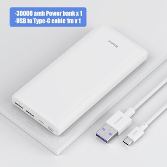 Baseus Power Bank 30000Mah Usb C Snelle Opladen Powerbank Draagbare Externe Batterij Oplader Voor Iphone 1112 Pro Xiaomi Pover bank wit add U-C
