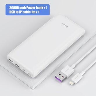 Baseus Power Bank 30000Mah Usb C Snelle Opladen Powerbank Draagbare Externe Batterij Oplader Voor Iphone 1112 Pro Xiaomi Pover bank wit add U-L