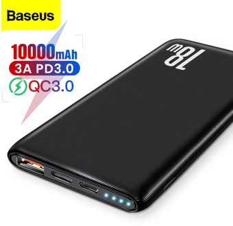 Baseus Quick Charge 3.0 10000mAh Power Bank USB Type C PD 10000 Powerbank Portable External Battery Charger For Xiaomi Mi iPhone
