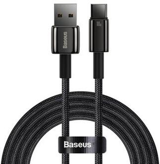Baseus Tungsten Gold USB-A / USB-C kabel - 1m, 100W - Zwart