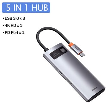 Baseus Usb C Hub Usb Multi Hdmi Compatibel Usb 3.0 RJ45 Kaarder Reader Otg Adapter Usb Splitter Voor macbook Pro Air Hub 5 in 1 HUB