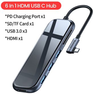 Baseus Usb Type C Hub Naar Hdmi RJ45 Multi Usb 3.0 USB3.0 Power Adapter Voor Macbook Pro Air Dock 3 poort USB-C Usb Hub Splitter Hab 6 In 1 HDMI USBC Hub